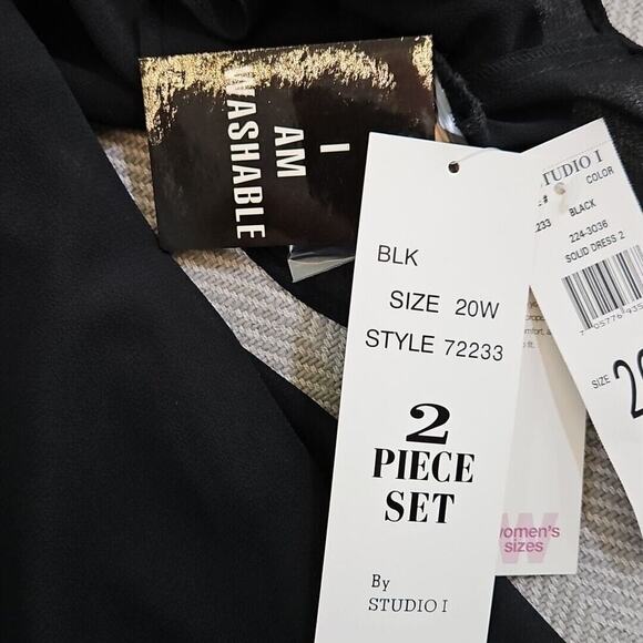 Studio I - Maxi Length 2 Piece Black Dress with Button Up Blouse Size 20W - Picture 10 of 16